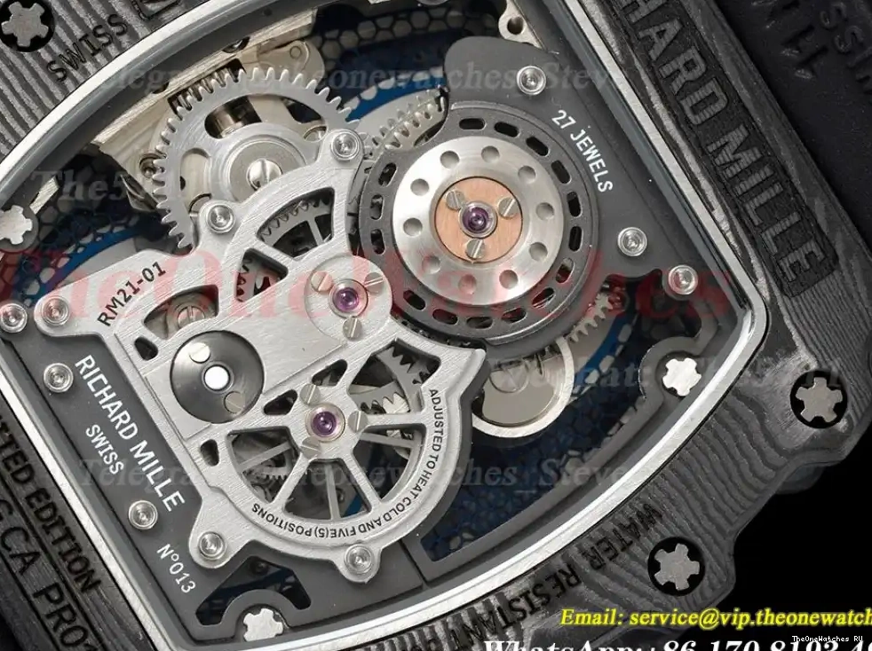 Rubber Skeleton strap Tourbillon With RM21-01 Black RMF Dial Transparent 0430
